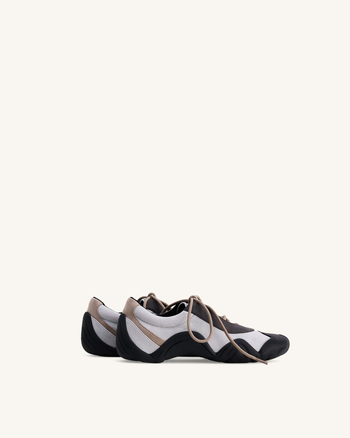 Caitlin Faux Suede Lace-up Ballerina Sneakers - Grey Mix | JW PEI