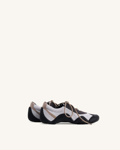 Caitlin Faux Suede Lace-up Ballerina Sneakers - Grey Mix | JW PEI