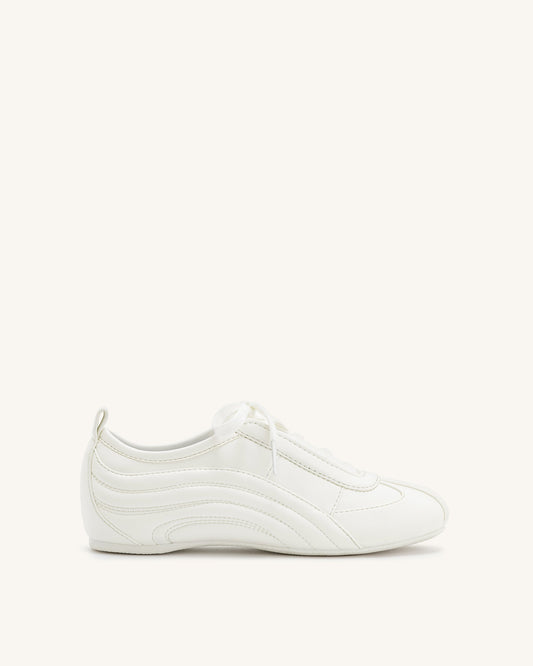 Ferne Streamlined Lustrous Sneakers - White | JW PEI