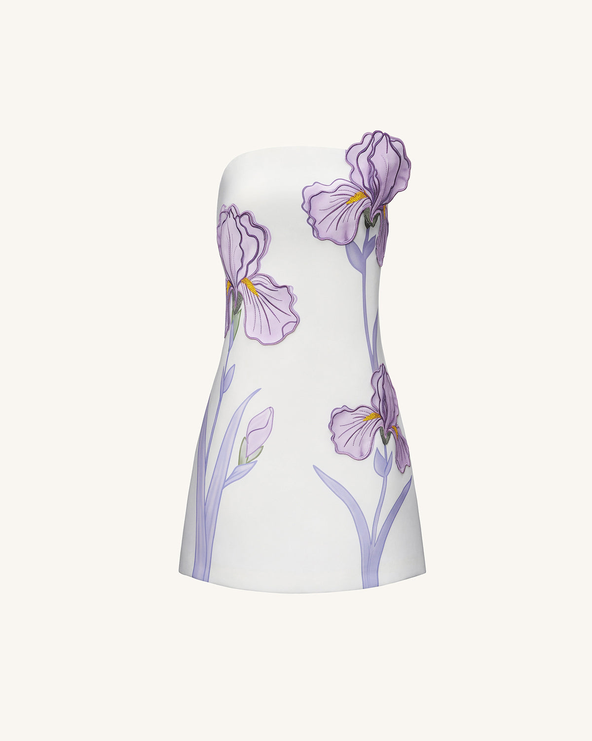 Iris Floral Print Strapless Dress - White | JW PEI