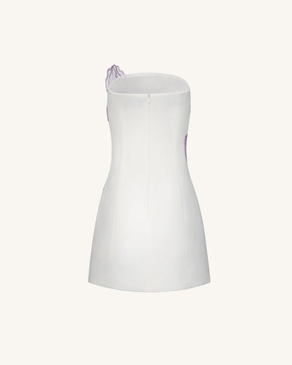 Iris Floral Print Strapless Dress - White | JW PEI