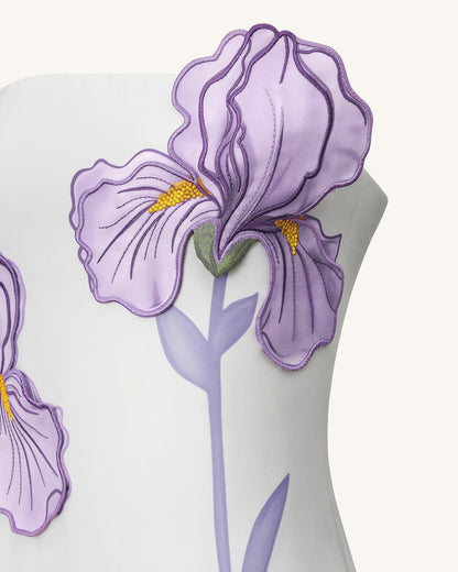 Iris Floral Print Strapless Dress - White | JW PEI
