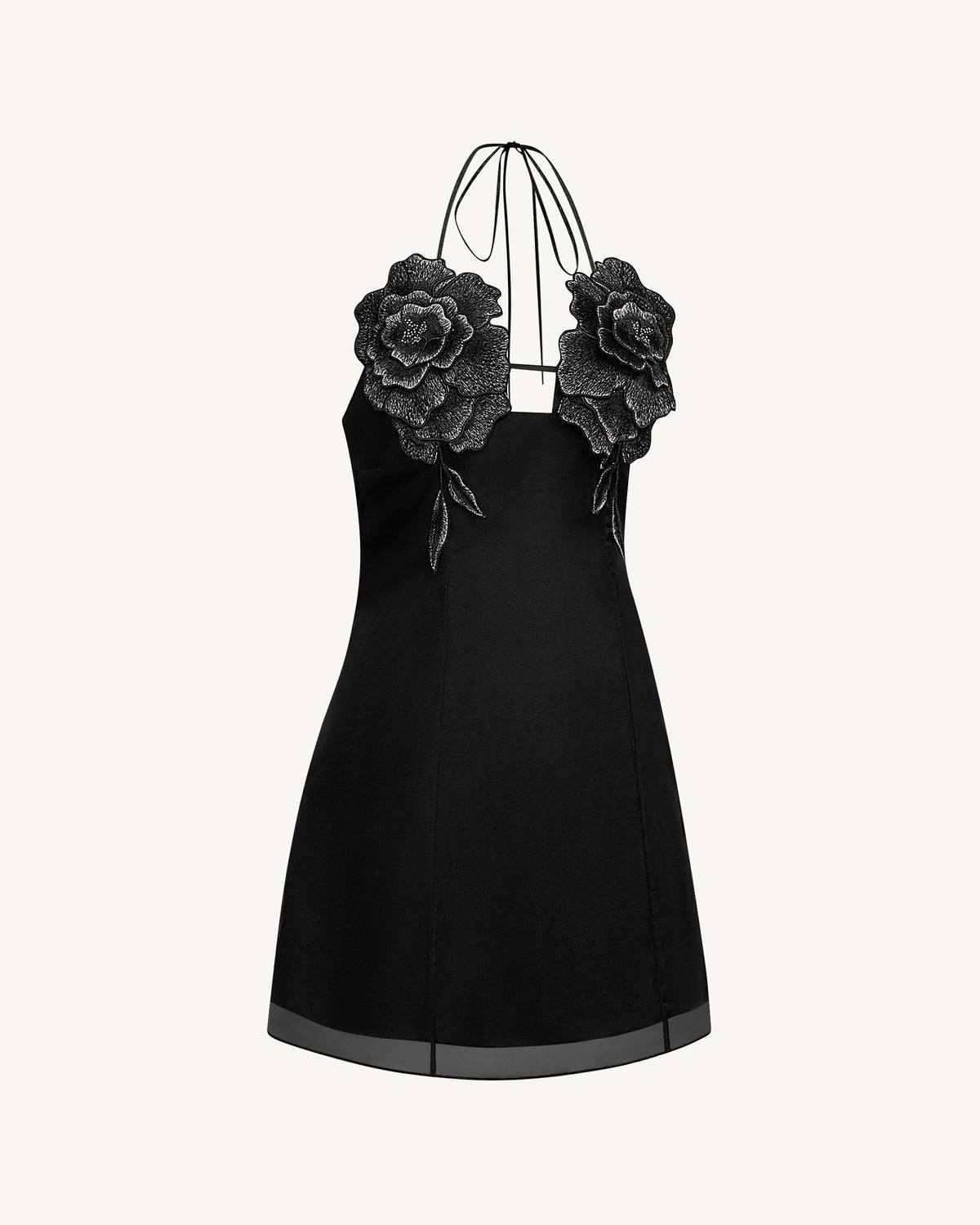 Flower Embroidered Mini Dress - Black | JW PEI