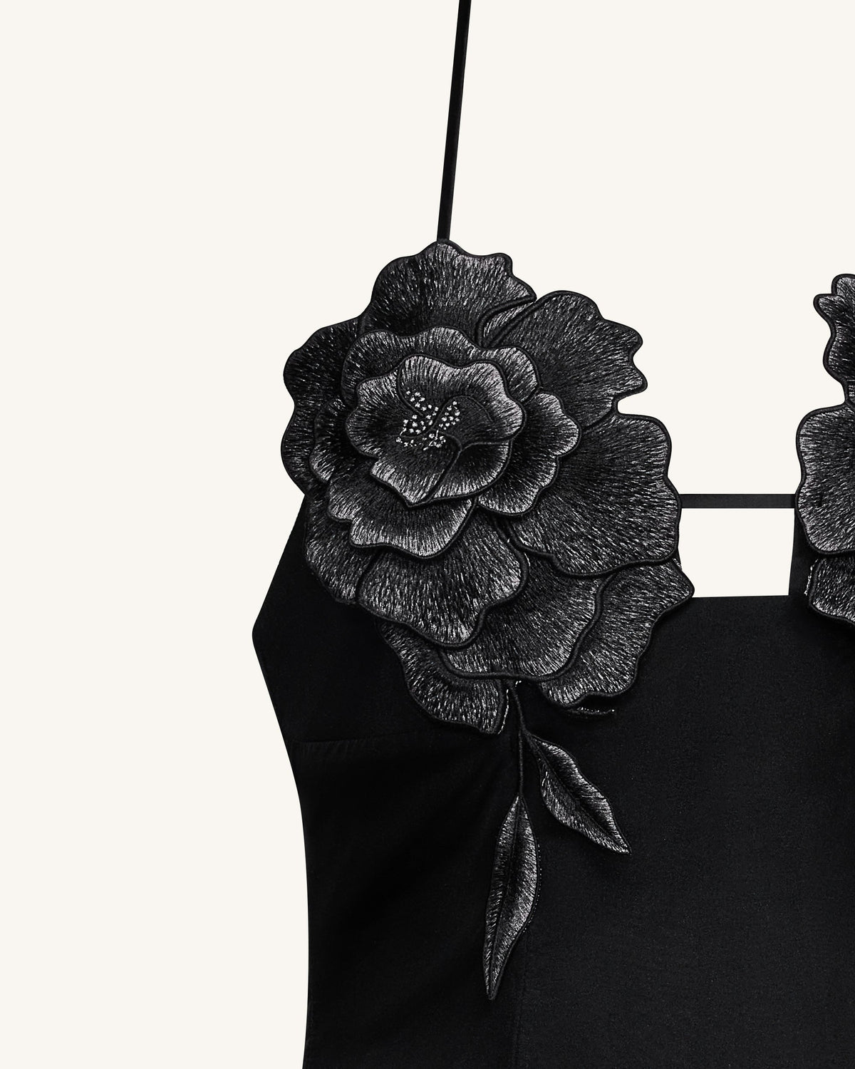 Flower Embroidered Mini Dress - Black | JW PEI