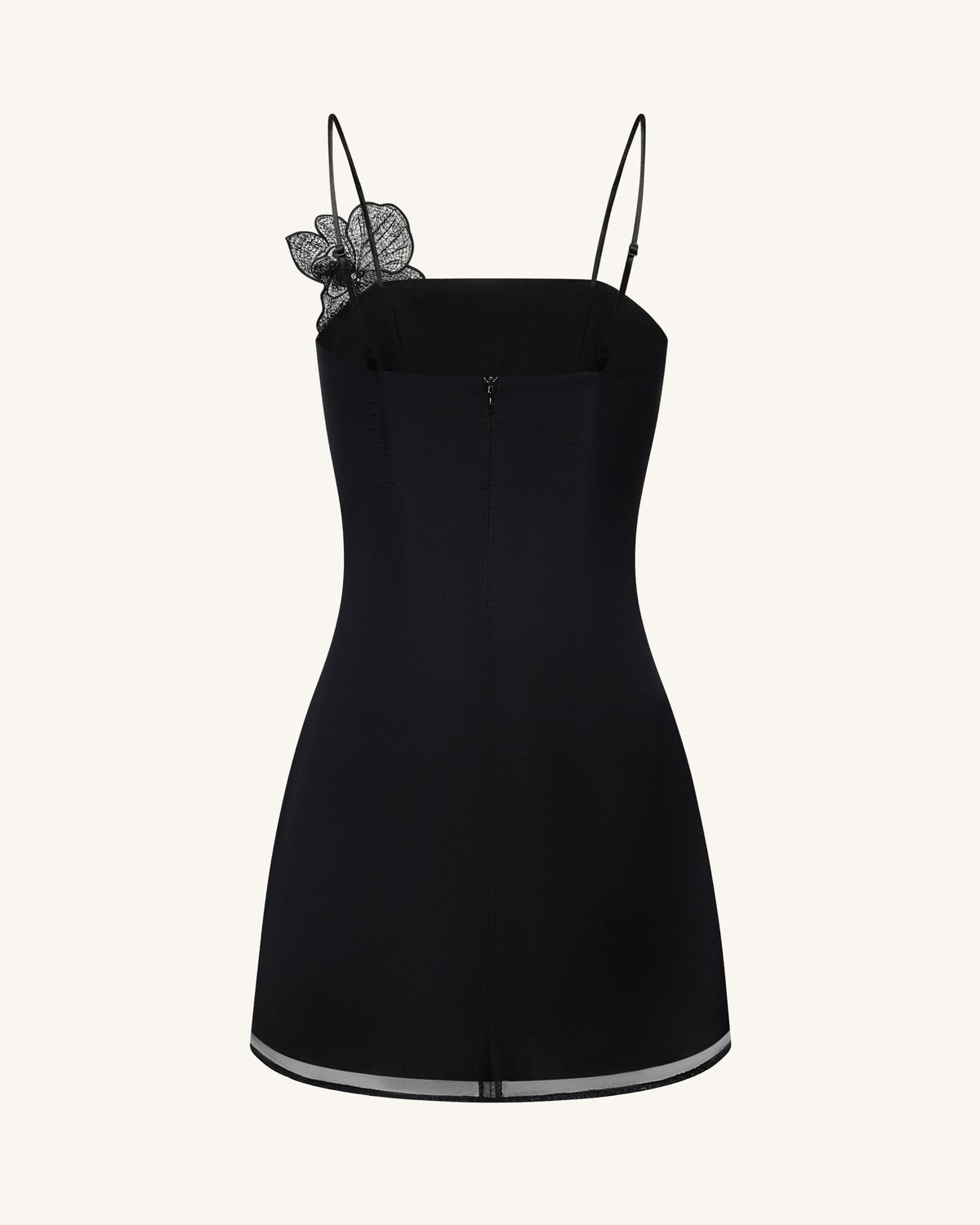 Orchid Appliqué Mini Dress - Black/Silver | JW PEI