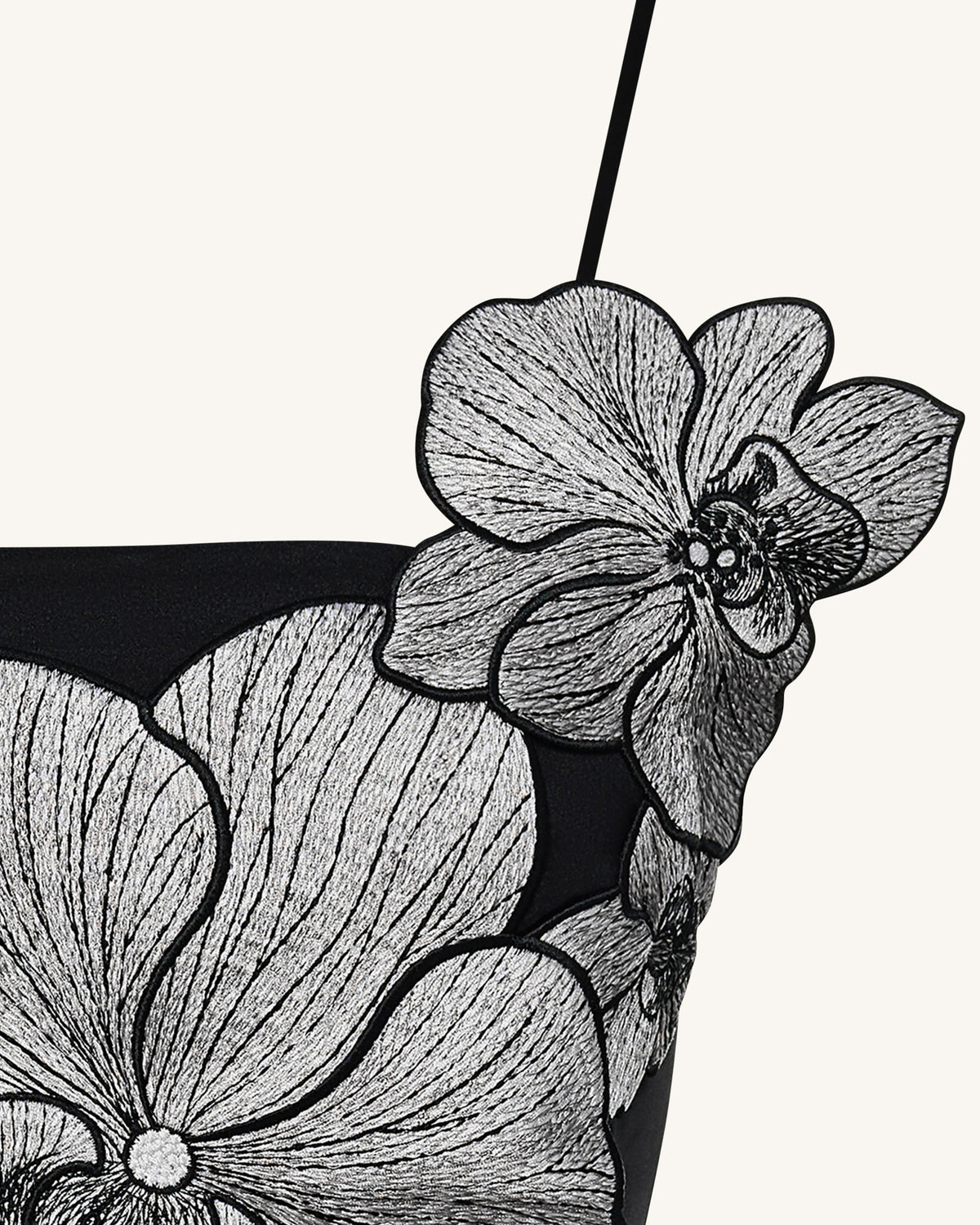 Orchid Appliqué Mini Dress - Black/Silver | JW PEI