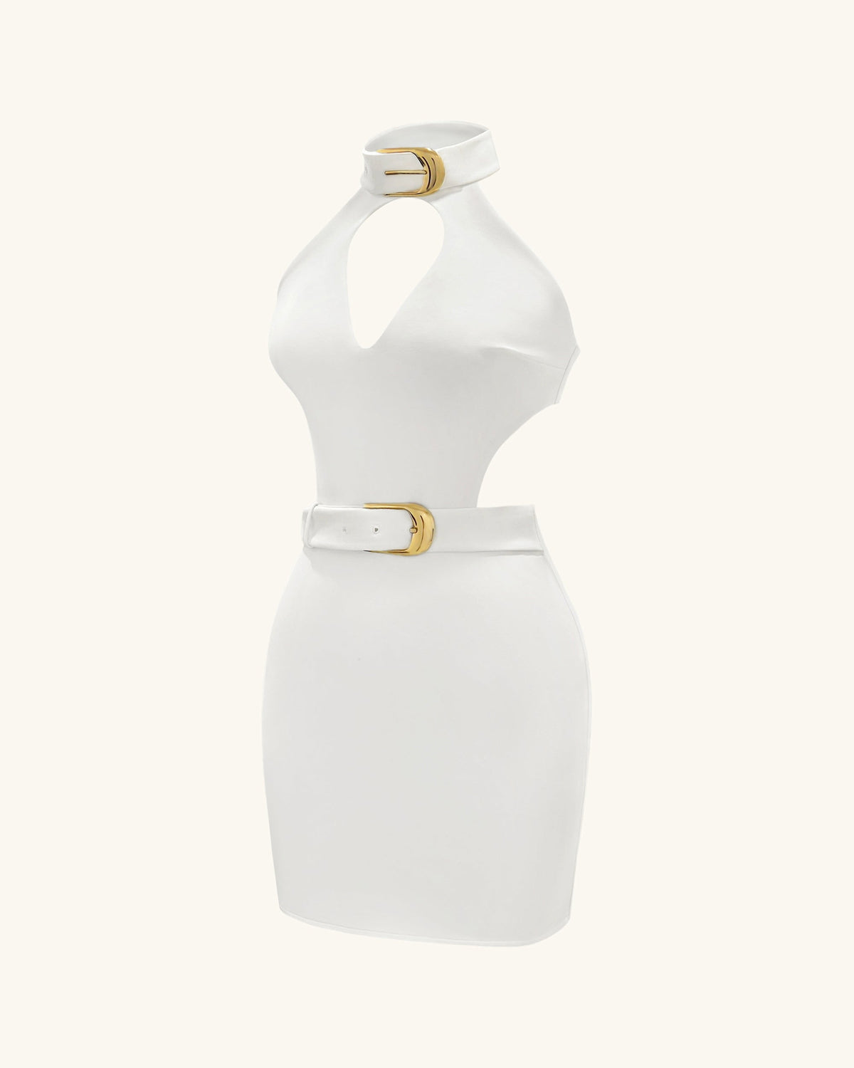 Gabriella Belted Cutout Halter Mini Dress - Ivory | JW PEI