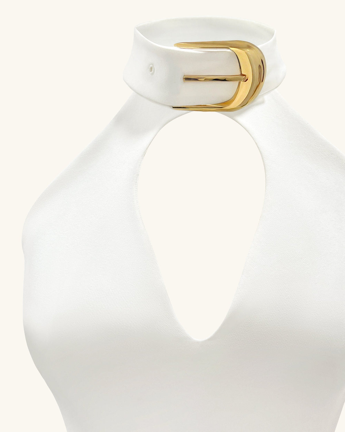 Gabriella Belted Cutout Halter Mini Dress - Ivory | JW PEI