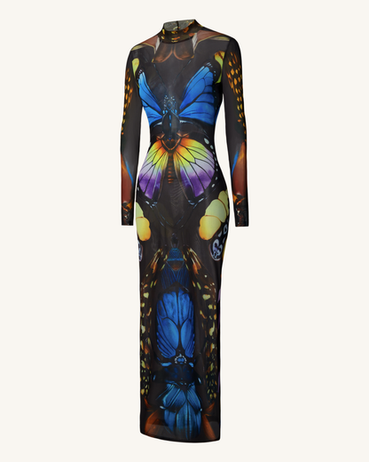 Butterfly Mesh Maxi Dress - Multicolor | JW PEI