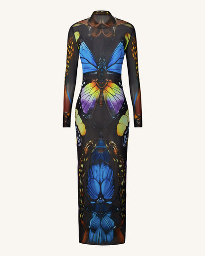 Butterfly Mesh Maxi Dress - Multicolor | JW PEI