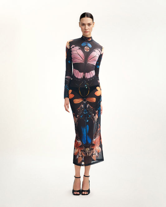 Sheer Butterfly and Beetle Gown - Multicolor | JW PEI