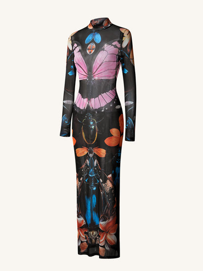 Sheer Butterfly and Beetle Gown - Multicolor | JW PEI
