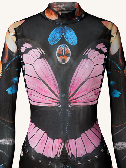 Sheer Butterfly and Beetle Gown - Multicolor | JW PEI