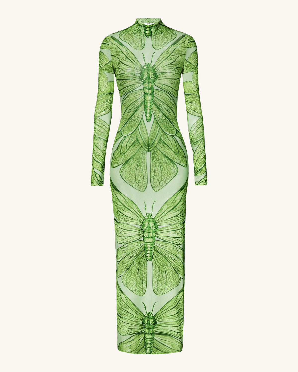 Emerald Dragonfly Sheer Mesh Gown - Green | JW PEI