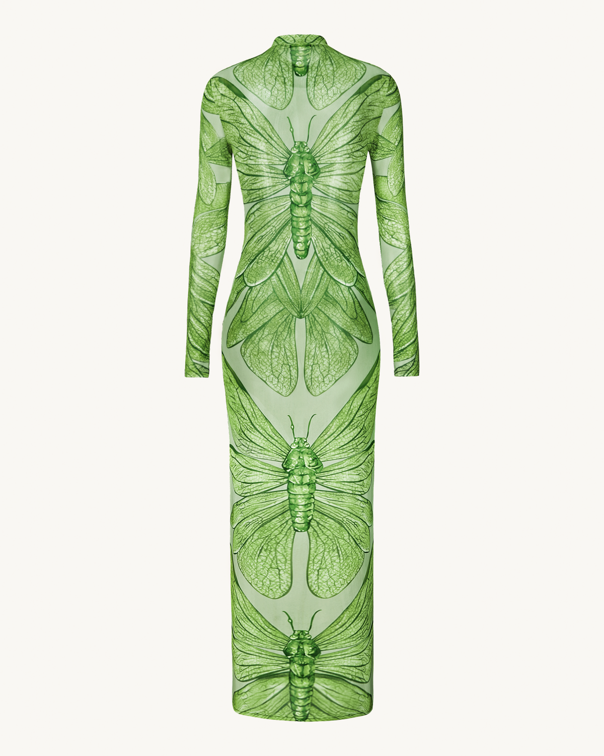 Emerald Dragonfly Sheer Mesh Gown - Green | JW PEI