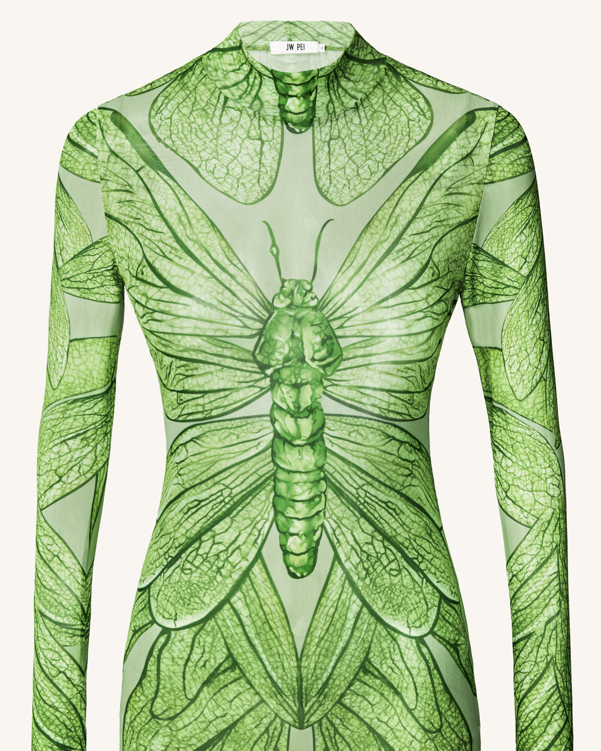 Emerald Dragonfly Sheer Mesh Gown - Green | JW PEI