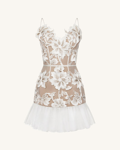 Floral Sling Mini Dress - White | JW PEI