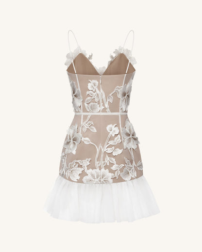 Floral Sling Mini Dress - White | JW PEI
