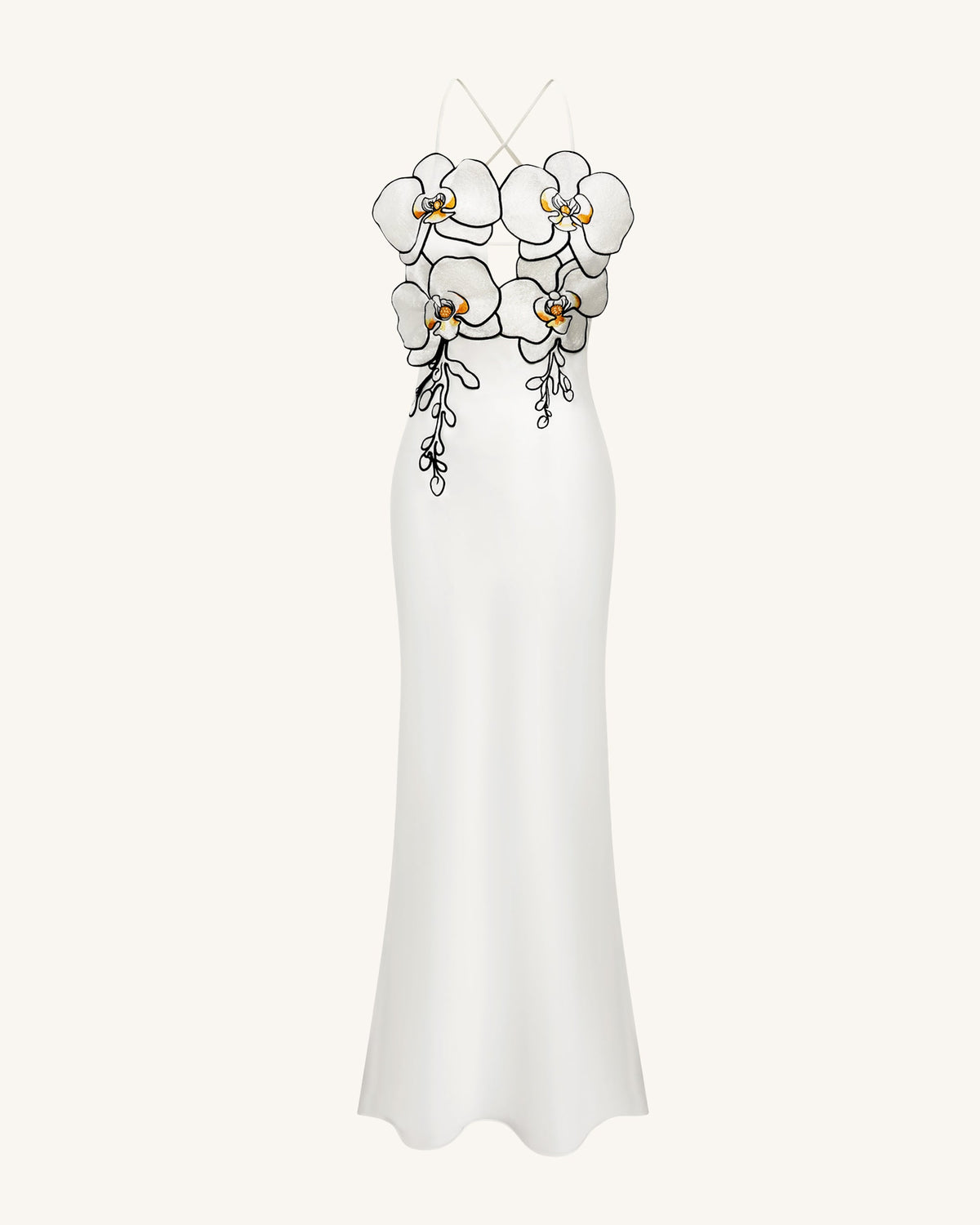 Orchid Embroidered Dress - White/Black | JW PEI