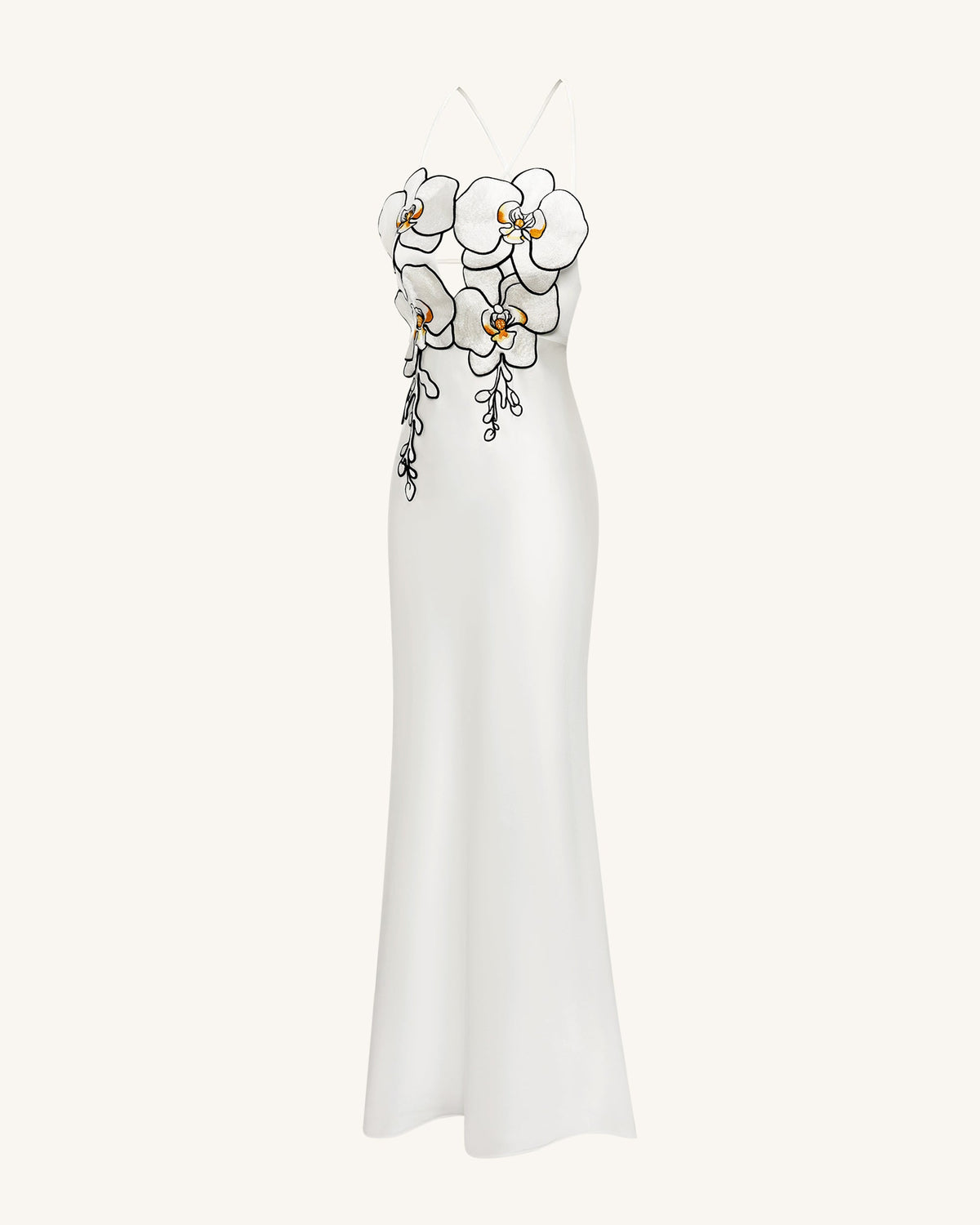 Orchid Embroidered Dress - White/Black | JW PEI
