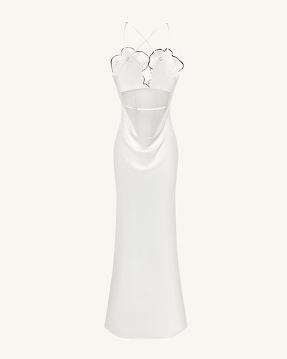 Orchid Embroidered Dress - White/Black | JW PEI