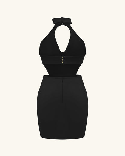 Gabriella Belted Cutout Halter Mini Dress - Black | JW PEI