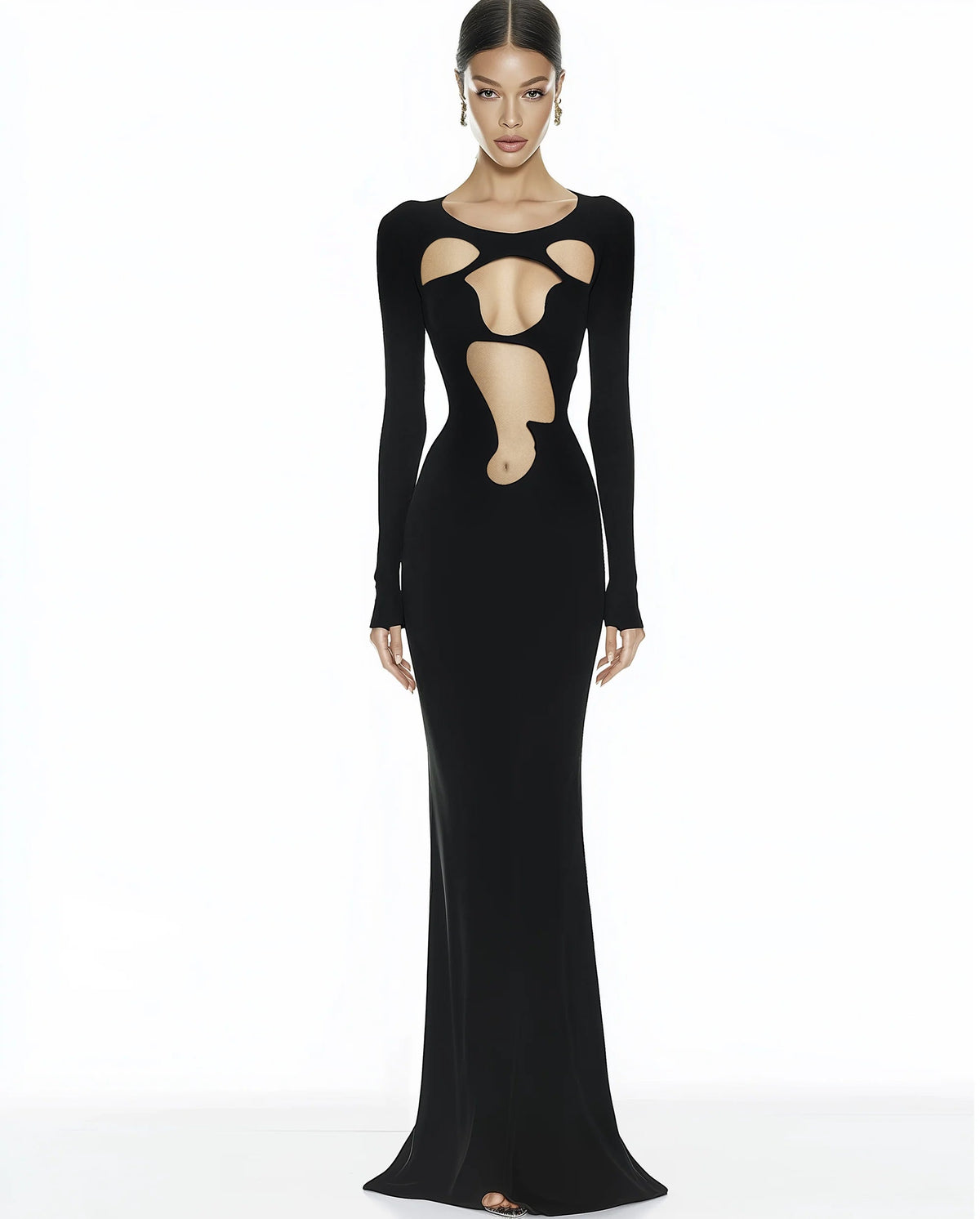 Ava Cutout Bodycon Gown - Black | JW PEI