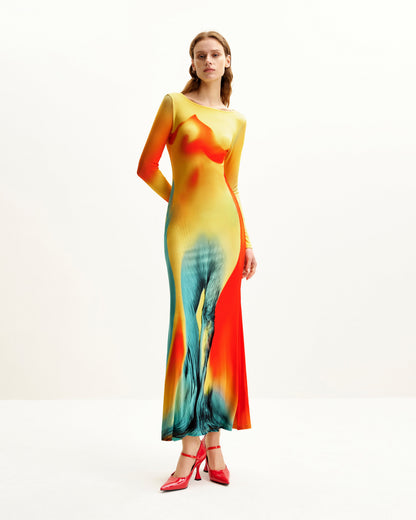 Lily Illusion Print Dress - Multicolor | JW PEI