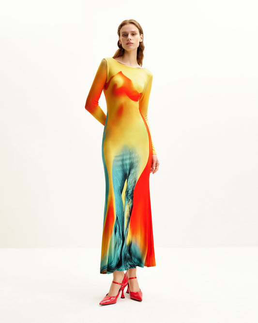 Lily Illusion Print Dress - Multicolor | JW PEI