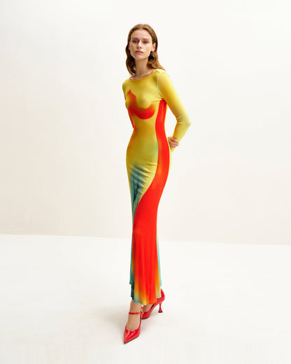 Lily Illusion Print Dress - Multicolor | JW PEI