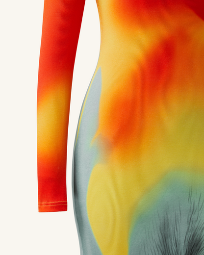 Lily Illusion Print Dress - Multicolor | JW PEI