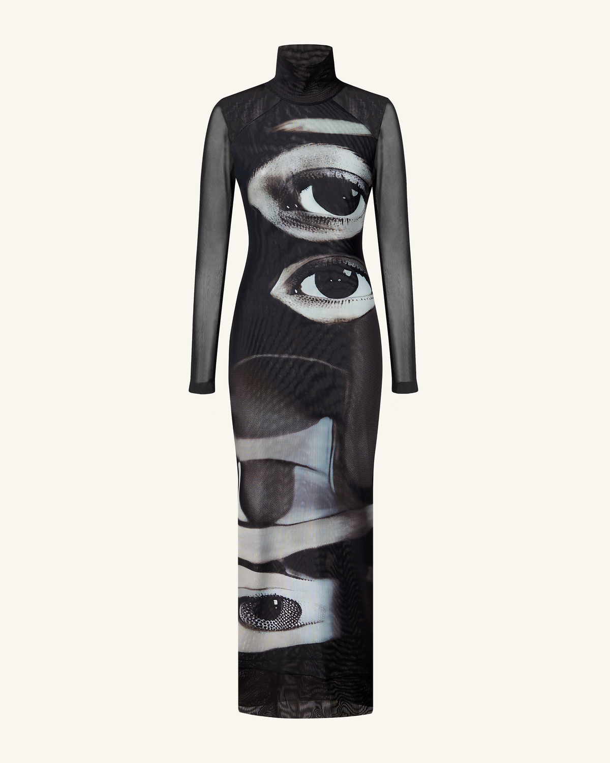 Sophia Eye Print Mesh Dress - Black/White | JW PEI