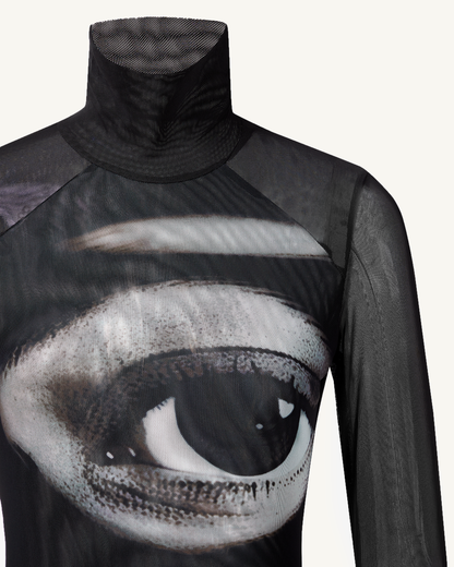 Sophia Eye Print Mesh Dress - Black/White | JW PEI