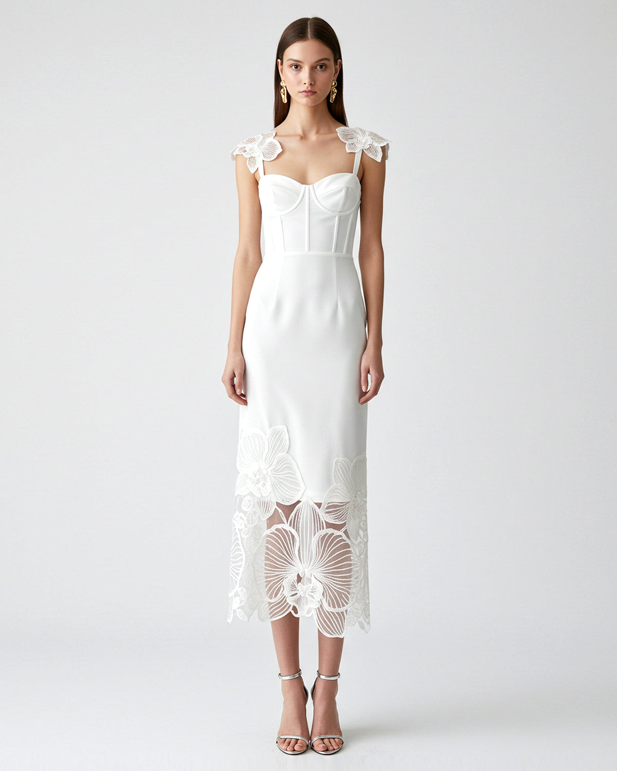 Orchid Embroidered Corset Dress - White | JW PEI