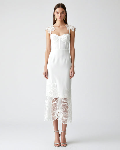 Orchid Embroidered Corset Dress - White | JW PEI