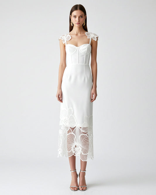 Orchid Embroidered Corset Dress - White | JW PEI
