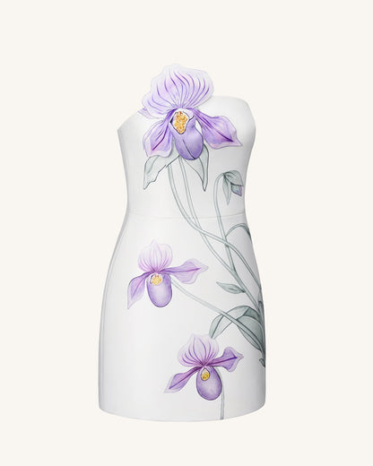 Slipper Orchid Appliqué Mini Dress - White | JW PEI