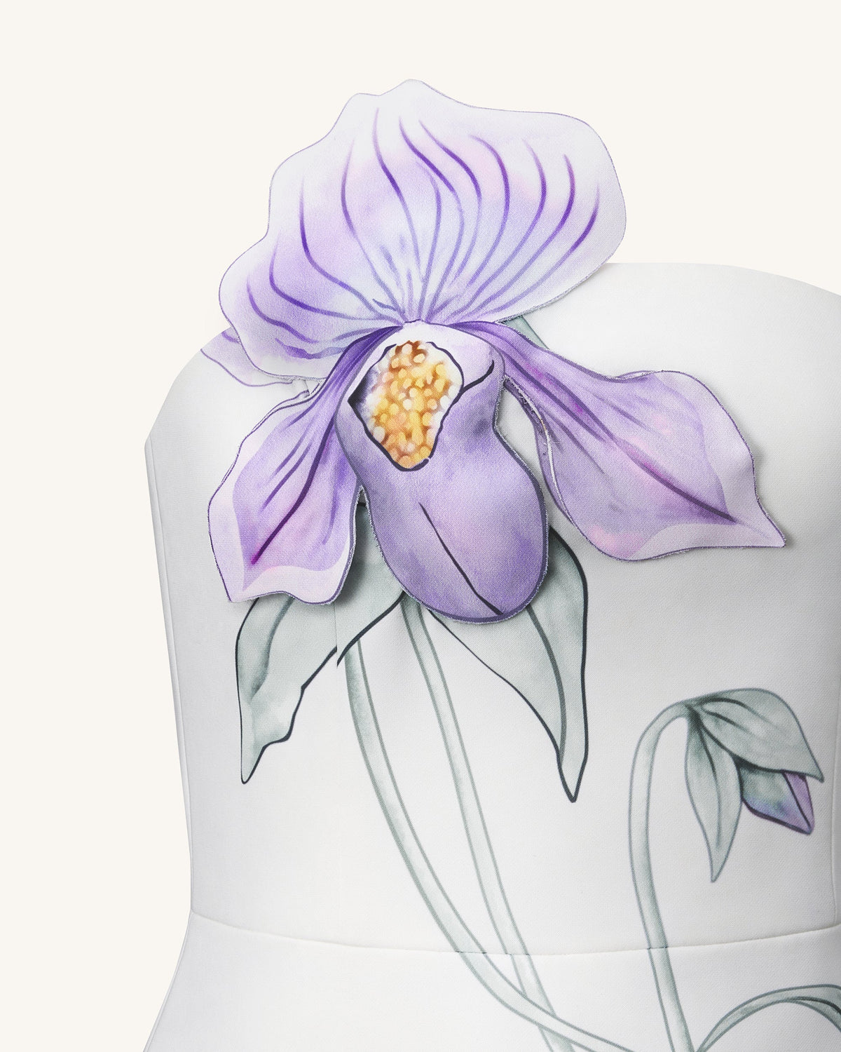 Slipper Orchid Appliqué Mini Dress - White | JW PEI