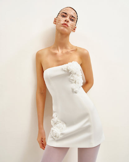 Blossoming Elegance Strapless Dress - White | JW PEI