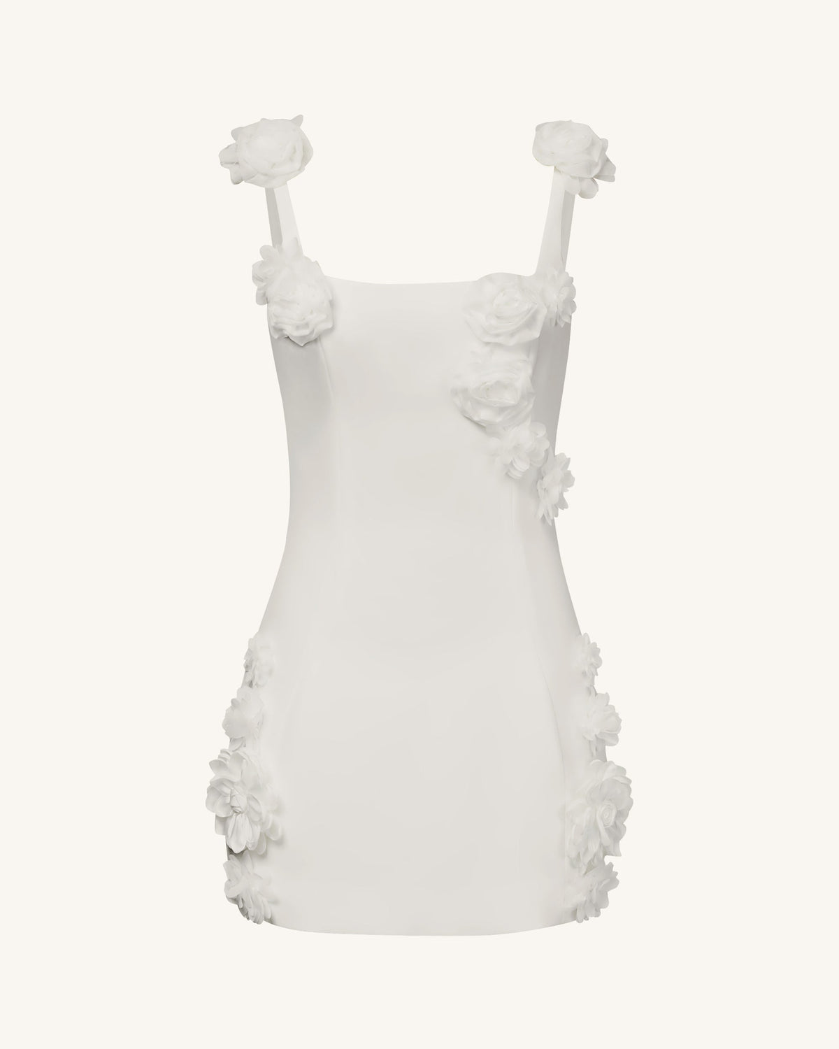 Elaina White Rosette Applique Mini Dress - White | JW PEI