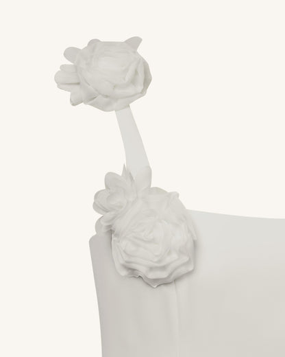 Elaina White Rosette Applique Mini Dress - White | JW PEI