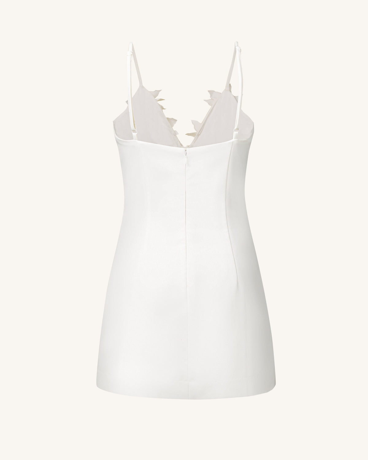 Yuliya White Floral Embellishment V-neckline Mini Dress - White | JW PEI
