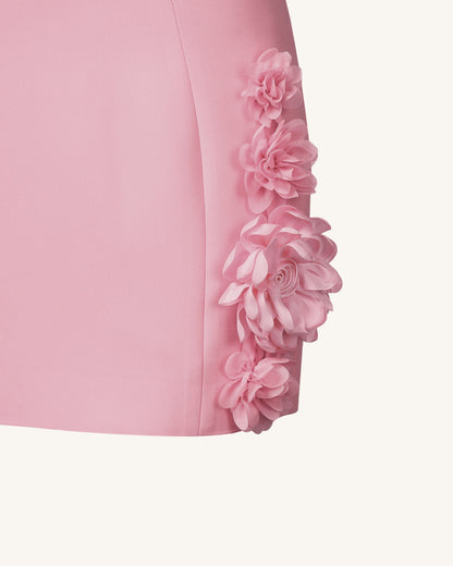 Elaina Pink Rosette Applique Mini Dress-Pink | JW PEI