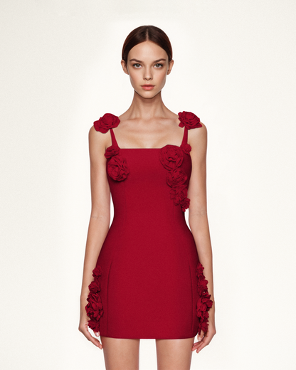 Elaina Rosette Applique Mini Dress - Red | JW PEI