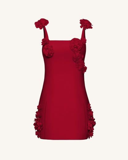 Elaina Rosette Applique Mini Dress - Red | JW PEI