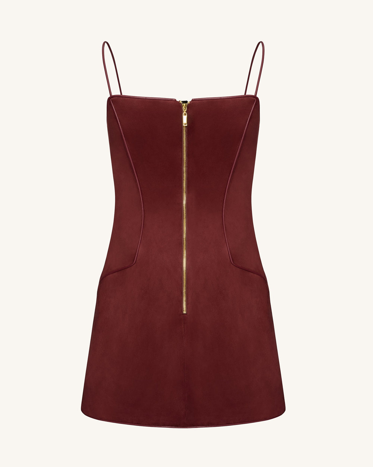 Eva Spaghetti Strap Sueded Dress - Burgundy | JW PEI