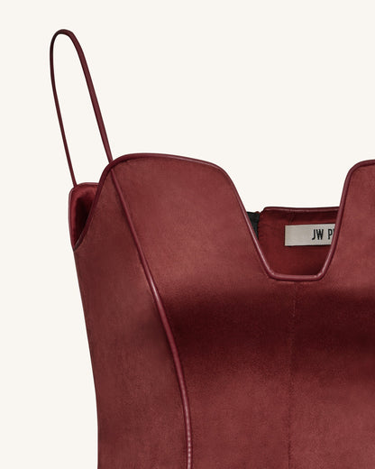 Eva Spaghetti Strap Sueded Dress - Burgundy | JW PEI