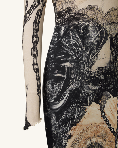 Isabella Vintage Print Dress - Brown & Black | JW PEI
