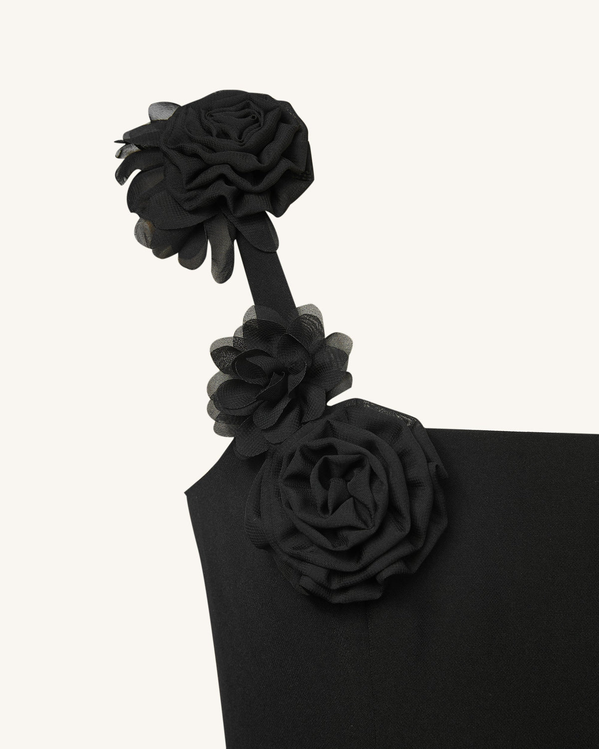 Elaina Black Rosette Applique Mini Dress - Black | JW PEI