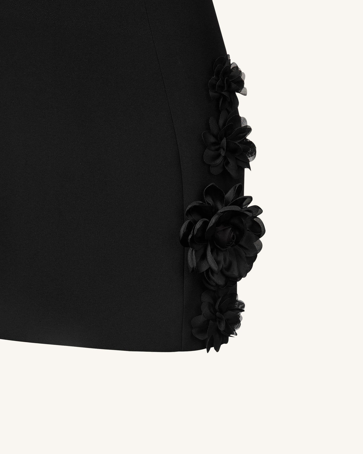 Elaina Black Rosette Applique Mini Dress - Black | JW PEI